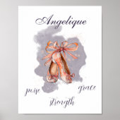 Eigen naam Tekst ballet Pointe Shoes Ballerina Poster (Voorkant)