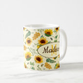 Eigen naam Tekst Mok Zonnebloemen Honingraat Bijen (Voorkant rechts)