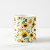 Eigen naam Tekst Mok Zonnebloemen Honingraat Bijen (Center)