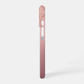 Eigen naam Tekst Roos Gold Blush Glitter Gift iPhone 16 Hoesje (Linkerkant)