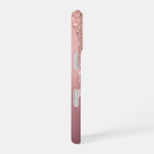 Eigen naam Tekst Roos Gold Blush Glitter Gift iPhone 16 Hoesje (Rechterkant)