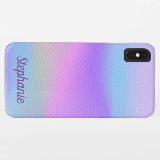 Eigen naam Trendy Rainbow Leather Texple Case-Mate iPhone Case (Achterkant (horizontaal))