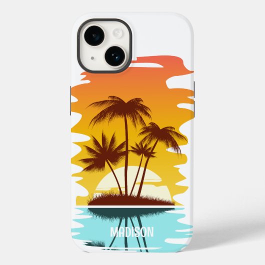 Eigen naam Tropical Island Sunset Case-Mate iPhone Case (Achterkant)