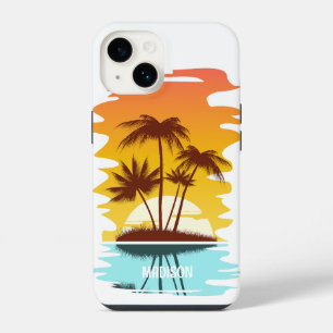 Eigen naam Tropical Island Sunset iPhone 14 Hoesje