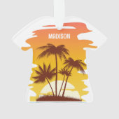 Eigen naam Tropical Island Sunset Ornament (achterkant)