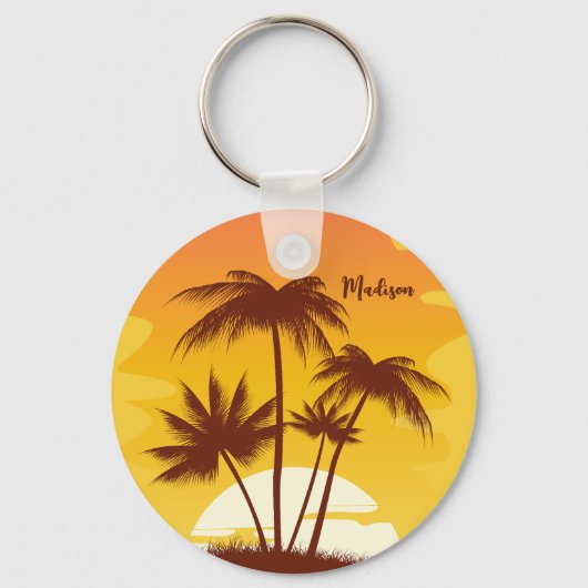 Eigen naam Tropical Island Sunset Sleutelhanger (Voorkant)