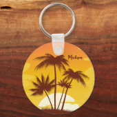 Eigen naam Tropical Island Sunset Sleutelhanger (Voorkant)