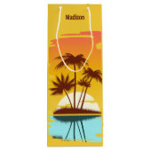 Eigen naam Tropical Island Sunset Wijn Cadeautas (Achterkant)