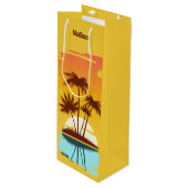 Eigen naam Tropical Island Sunset Wijn Cadeautas (Voorkant Gekanteld)
