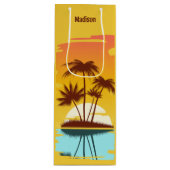 Eigen naam Tropical Island Sunset Wijn Cadeautas (Voorkant)