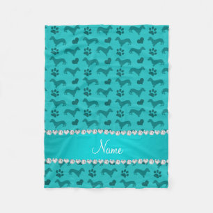 Eigen naam turquoise dachshunds heinpaws fleece deken