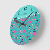 Eigen naam turquoise girl gymnasts hartssterren ronde klok (Hoek)