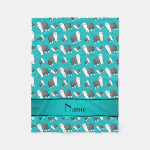 Eigen naam turquoise Oude Engelse Sheepdog honden Fleece Deken