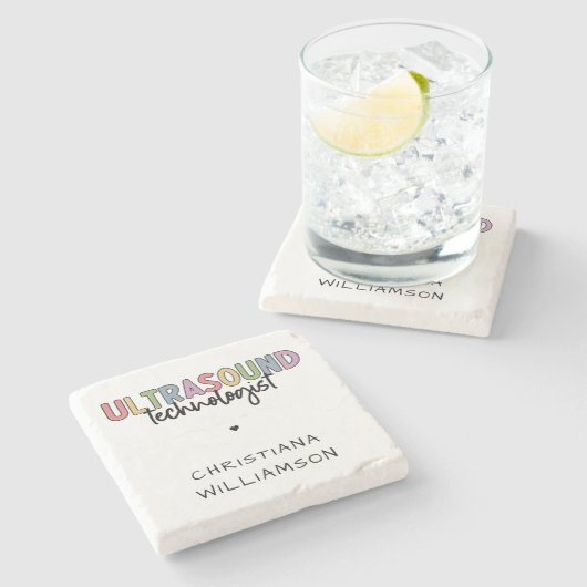 Eigen naam Ultrasound Technologist Giften Stenen Onderzetter (Zijkant)