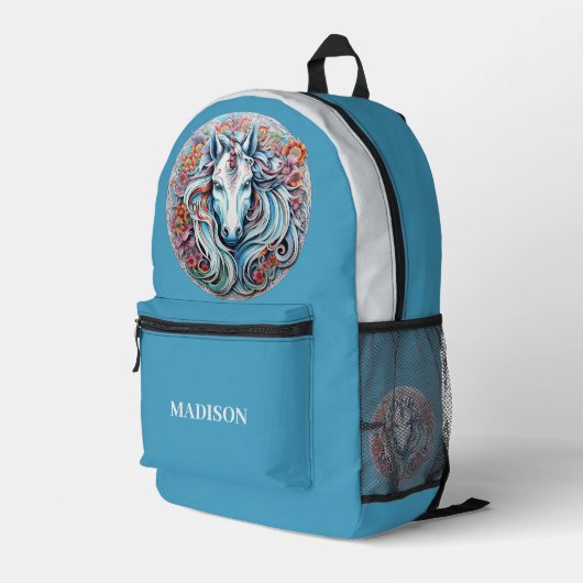 Eigen naam Unicorn Bedrukte Rugzak (Achterkant Hoek Rechts)