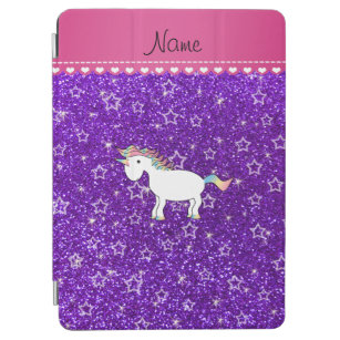 Eigen naam unicorn indigo paarse glitter sterren iPad air cover