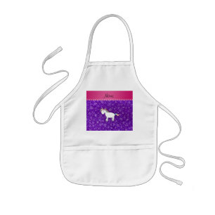 Eigen naam unicorn indigo paarse glitter sterren kinder schort