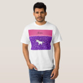 Eigen naam unicorn indigo paarse glitter sterren t-shirt (Voorkant volledig)