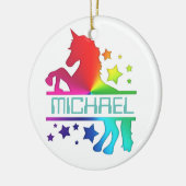 Eigen naam Unicorn kerstboomstructuur Ornament (Links)