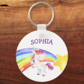 Eigen naam Unicorn Magical Kinder Cute Pink Sleutelhanger (Voorkant)