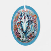 Eigen naam Unicorn Metalen Ornament (Voorkant links)