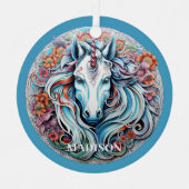 Eigen naam Unicorn Metalen Ornament (Voorkant)