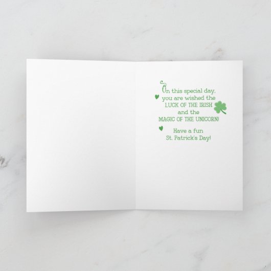 Eigen naam Unicorn St. Patrick's Day Wishes Kaart (Binnen)