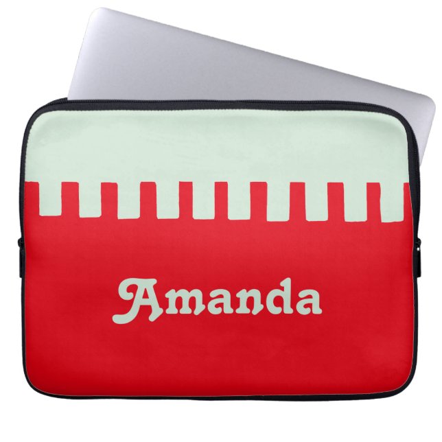 Eigen naam uniek rood patroon laptop sleeve (Voorkant)