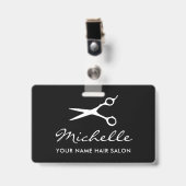 Eigen naam van de kapsalon en de kapsalon badge (Voorzijde met clip)