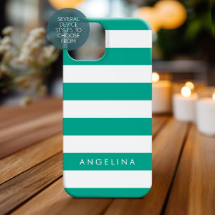 Eigen naam van Emerald Green & White Striped Patte Case-Mate iPhone Case