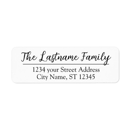 Eigen naam van het retouradres Everglow-script Etiket (Voorkant)