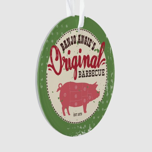 Eigen naam varkensvarkensvlees BBQ kerstversiering Ornament (voorkant)