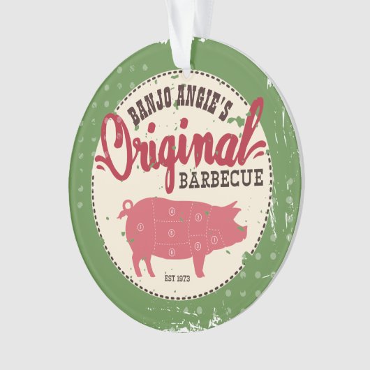 Eigen naam varkensvarkensvlees BBQ kerstversiering Ornament (voorkant)