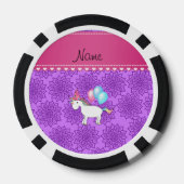Eigen naam verjaardagsdagende eenhoorn pastelpaarb pokerchips (Achterkant)