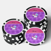 Eigen naam verjaardagsdagende eenhoorn pastelpaarb pokerchips (Opstapeling)