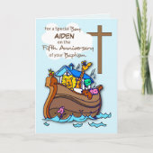 Eigen naam Vijfde Jubileum van Baptism Boy Ark Kaart (Voorkant)