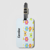 Eigen naam vlinders en bloemen blauw patroon bagagelabel (Voorkant (verticaal))