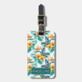 Eigen naam vogel van het paradijs en het orchidee  bagagelabel (Voorkant verticaal)