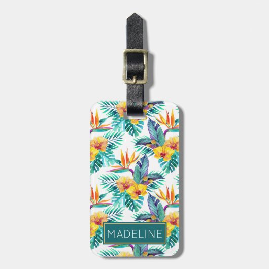 Eigen naam vogel van het paradijs en het orchidee bagagelabel (Voorkant verticaal)