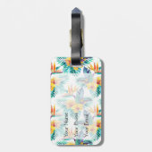 Eigen naam vogel van het paradijs en het orchidee bagagelabel (Achterkant verticaal)