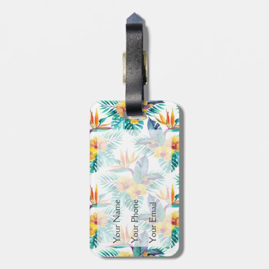 Eigen naam vogel van het paradijs en het orchidee bagagelabel (Achterkant verticaal)