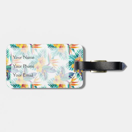 Eigen naam vogel van het paradijs en het orchidee  bagagelabel (Achterkant horizontaal)