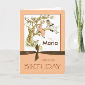 Eigen naam vogelmeisjes in Apple Tree Kaart (Voorkant)