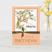 Eigen naam  vogelmeisjes in Apple Tree Kaart (Gele Bloem)