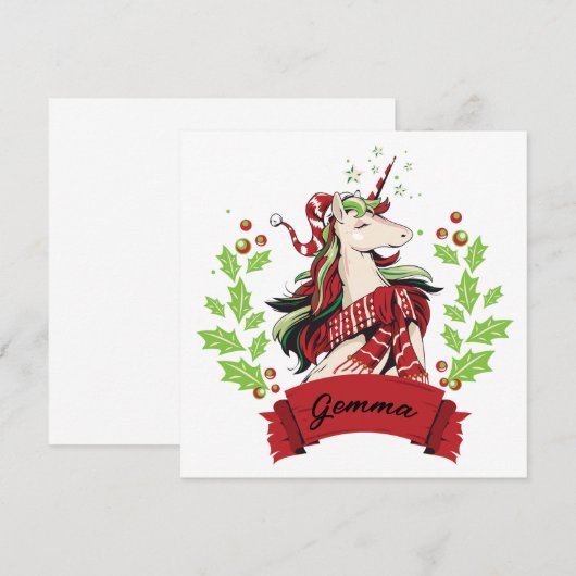 Eigen naam voor kerstmis unicorn (Voorkant / Achterkant)