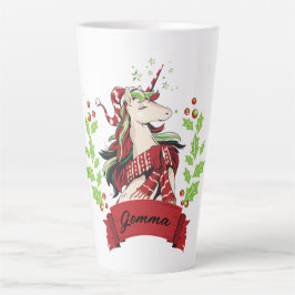 Eigen naam voor kerstmis unicorn latte mok