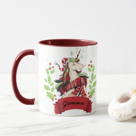 Eigen naam voor kerstmis unicorn mok