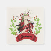 Eigen naam voor kerstmis unicorn servet (Voorkant)