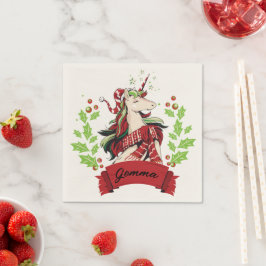 Eigen naam voor kerstmis unicorn servet