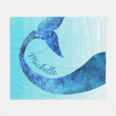 Eigen naam voor Zeemeermin Half februari Blauw Fleece Deken (Voorkant (Horizontaal))